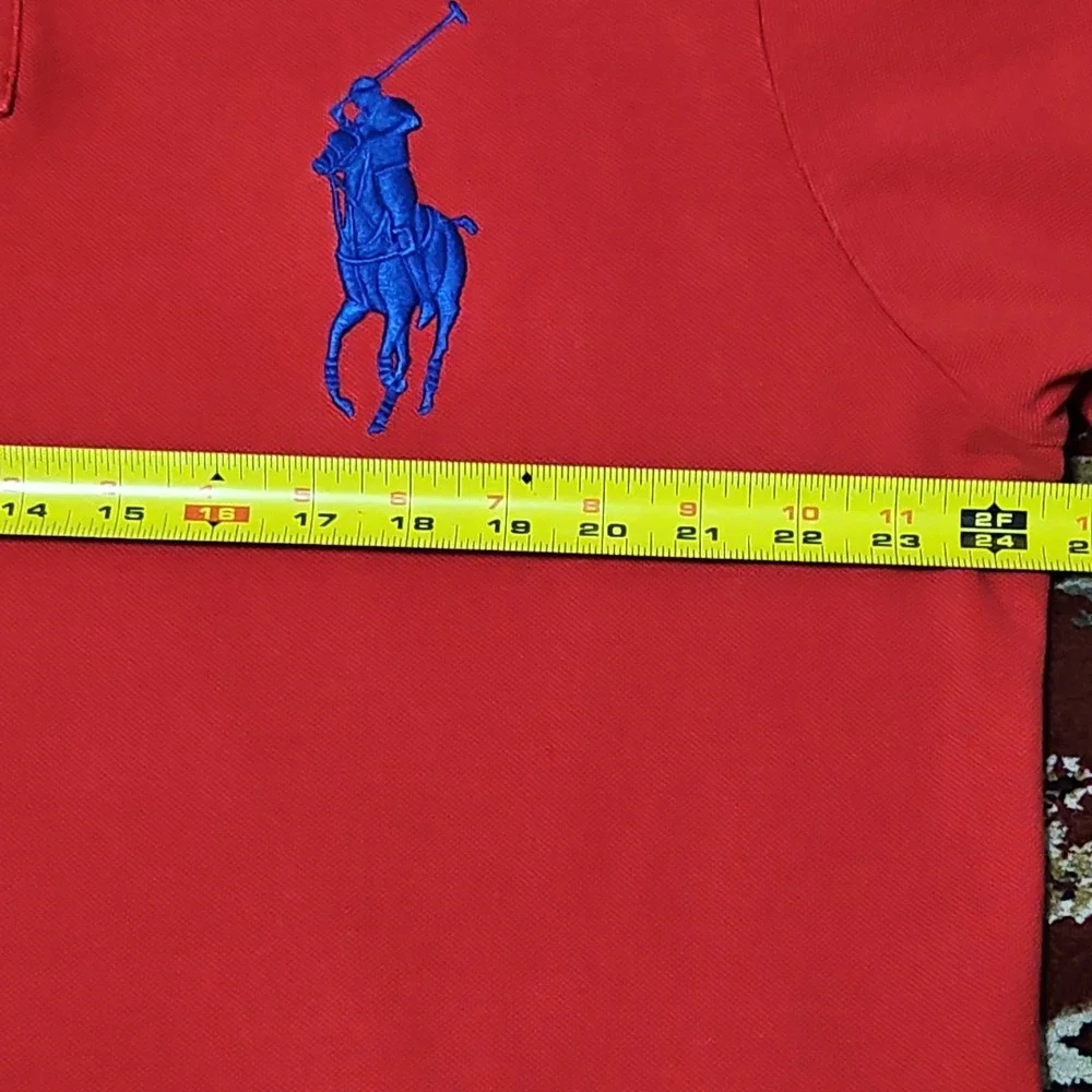 Polo Ralph Lauren Red Blue Big Pony #3 Embroidered Men XXL Custom Fit